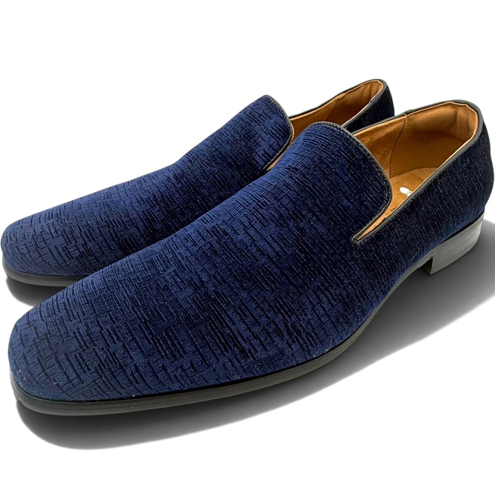 Florsheim Postino Navy Blue Velvet Loafers Men's 10M Plain Toe Dress Shoes